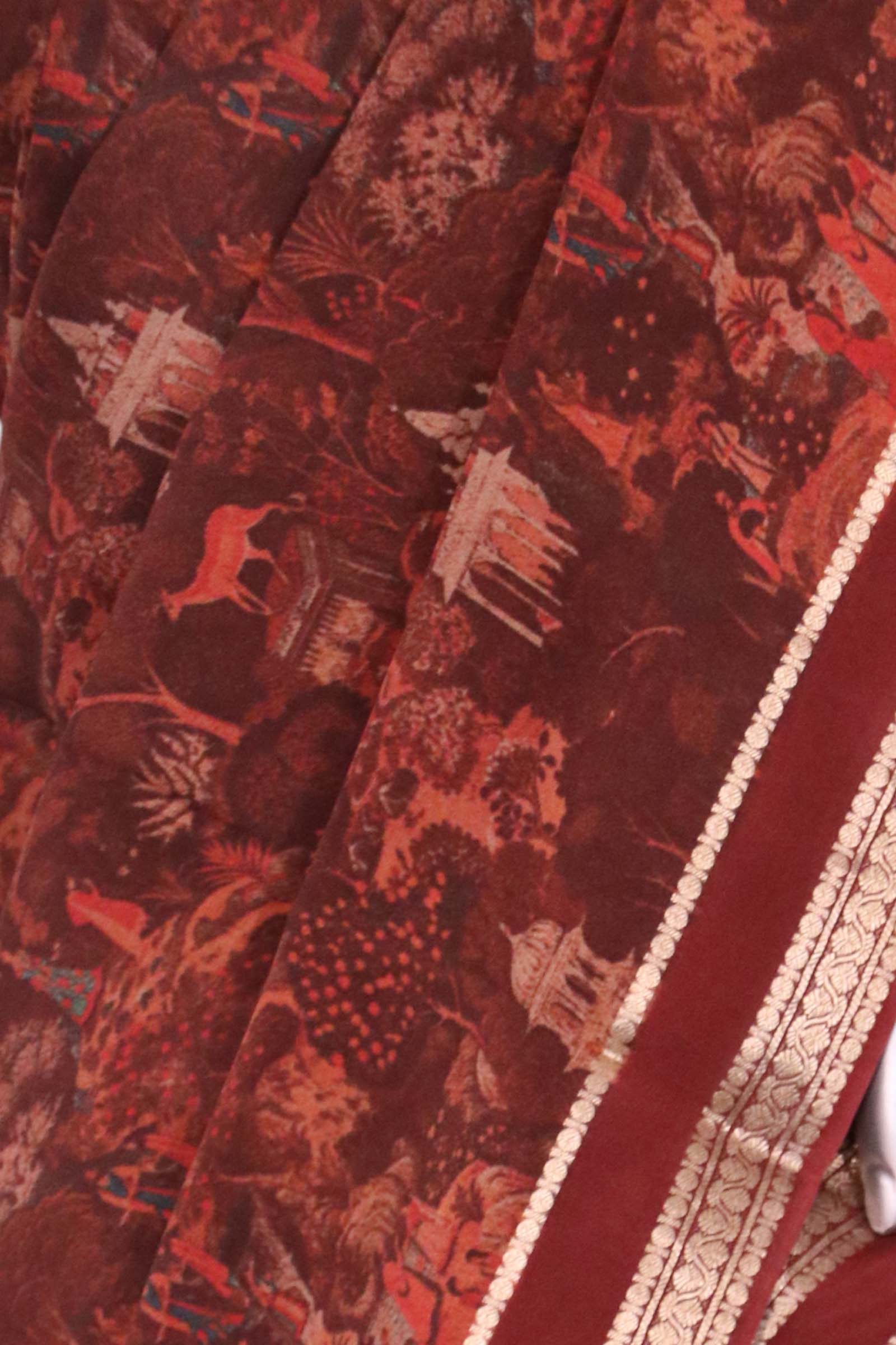 Pure Floral Zari Crepe Silk Saree AL206175